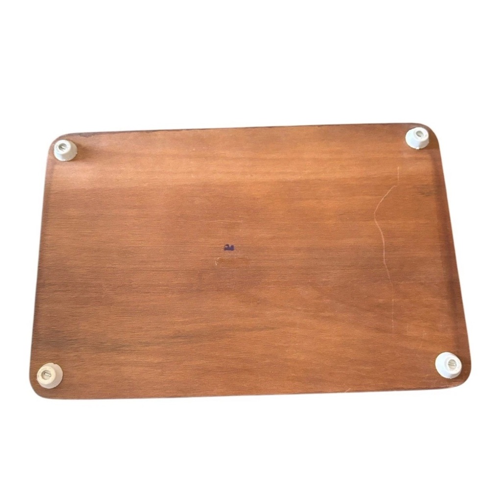 Vintage Mid-Century Modern Teakwood Ceramic Tile Handled Cheese Cutting Board - Picture 6 of 7